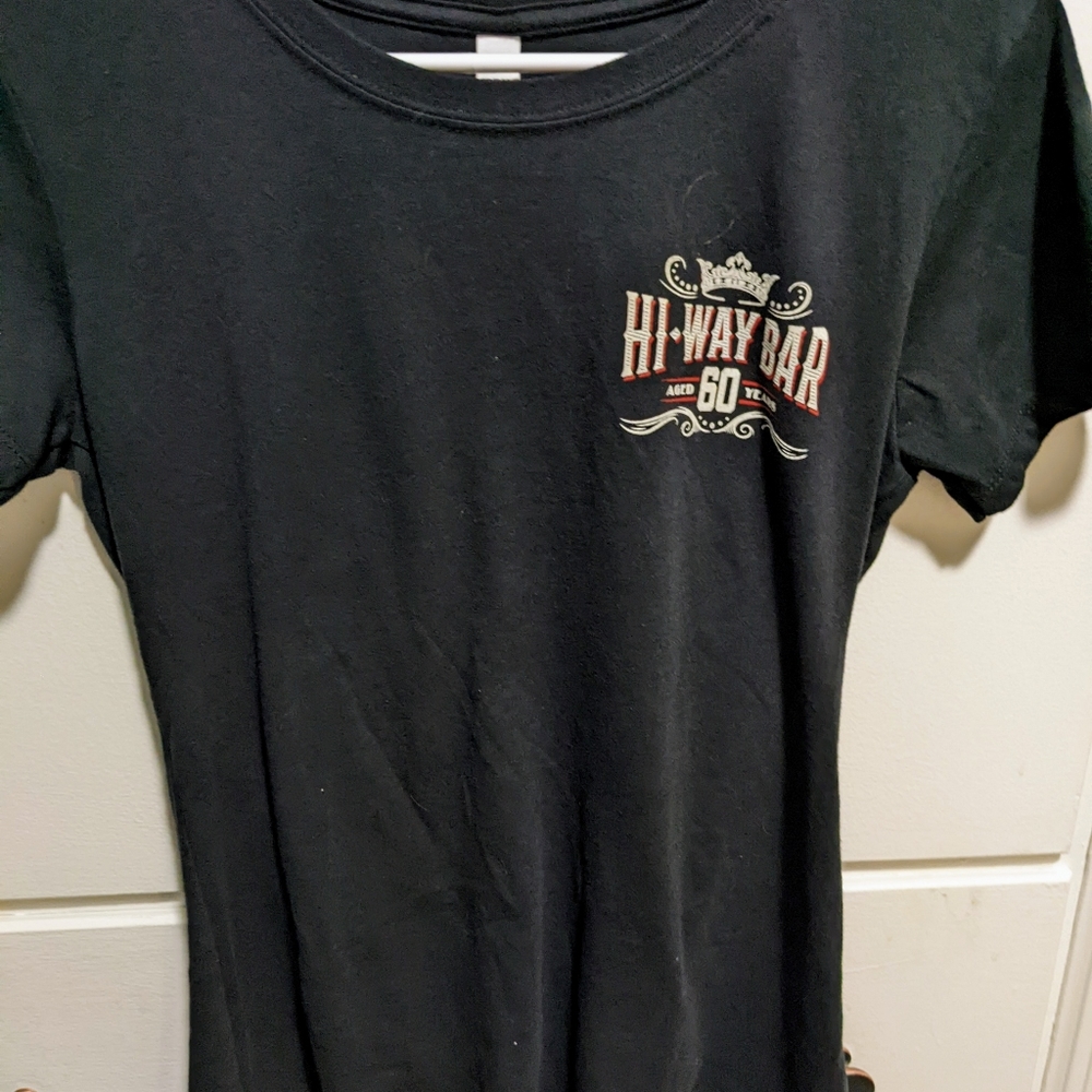 Ladies Black Tshirt Hi-Way Bar Size L